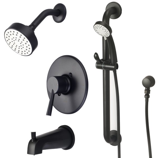 Olympia Single Handle Tub/Shower Trim Set W/Handheld in Matte Black TD-2370-ADA-MB